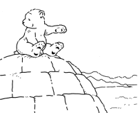 A coloring page of little polar bear